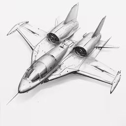 sketched drawing of a jet fighter aircraft by andy wilson