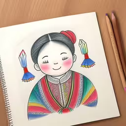 a drawing of a woman