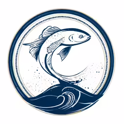 fish jumping out of water on waves in blue and white
