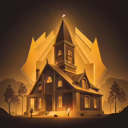 the house of a ghost sits in front of a giant mountain at night