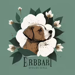 a brown dog is sitting on top of a flower and it says erbah silver metal