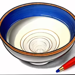 a stack of bowls with three different things