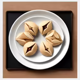 four peanut butter cookies sitting on a white plate