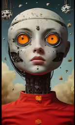 the woman has an orange eye in her head
