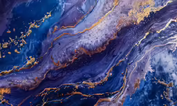 a close - up image of an abstract art design in blue and gold