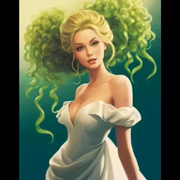 a painting of a young blonde girl with large curls