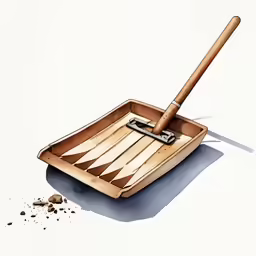 a wooden pan with a handle on it