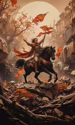 a digital painting of a man riding on top of a horse