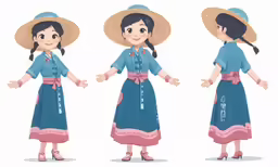 some animated images of an oriental girl in blue and pink