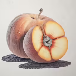 an orange painted pumpkin sitting on top of a piece of cloth