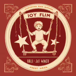 an old poster with a boy on the swing,an old fashioned poster for a children