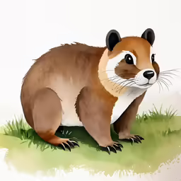 a painted animal that is sitting in the grass