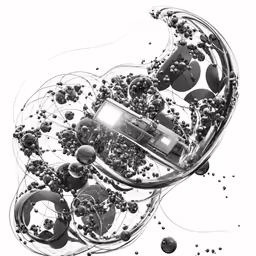a picture with many circles of balls around it