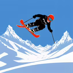 the skier has been using his skis in the air