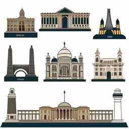 an illustrated view of architectural buildings,the famous architectural symbols of the world