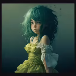 a girl in a dress standing in the water