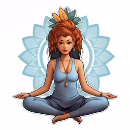 a cartoon girl sitting in a lotus position