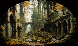 the arched passageway to an abandoned castle