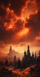 the background shows an island with a castle on top