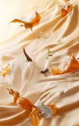 autumn leaves are falling off the fabric