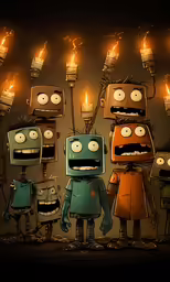 a drawing of people and candles