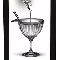 a painting of a spoon in a glass bowl