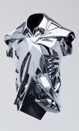 an object made of various angles in chrome on a white background