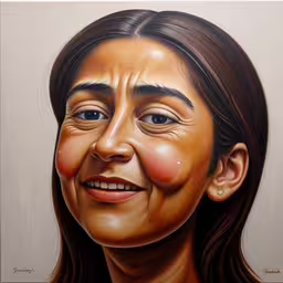 the caricature painting of a smiling woman,a painting of a woman