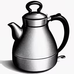 a black and white drawing of a tea pot