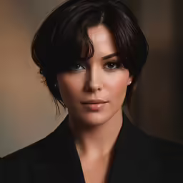 a young woman in black poses for a portrait