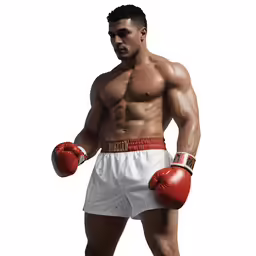 the professional boxer is posing with red boxing gloves