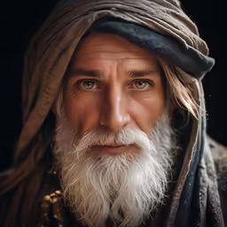 a man with long white hair and beards