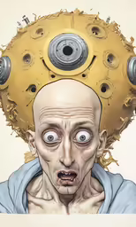 a painting of a man with a weird head