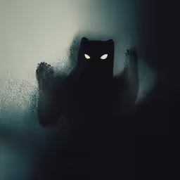 a cat in the shadows of a wall
