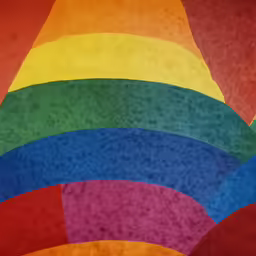 a painting with colored squares on it