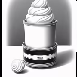 a bowl of whipped cream next to an object