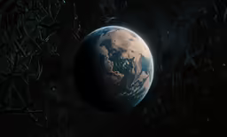 the earth with dark background is seen from space