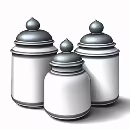 three salt and pepper shakers lined up in the shape of two pots
