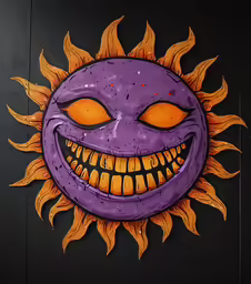 this is a wall decoration painted to look like a sun face