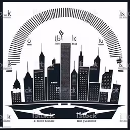 a silhouette drawing of an urban city with skyscrapers in black and white,an image of a city in the middle of the day royalty