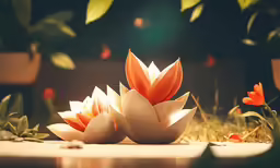 an image of two flowers that are in the grass