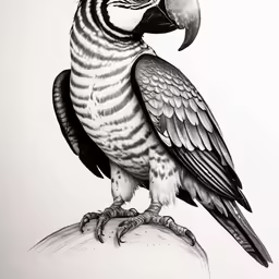 a black and white bird sitting on top of a branch