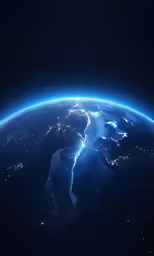 a view of the earth and lights of cities on it from space