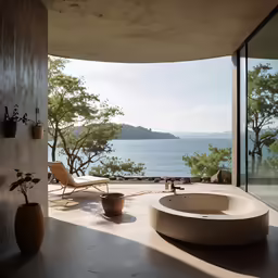 a bath room with a large white tub and a window