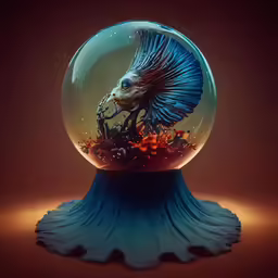 a blue siamese fish in a bowl full of water
