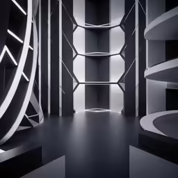 there are multiple shelving units in the room