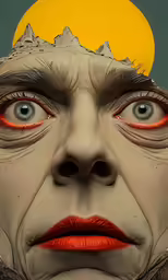 an image of a scary man with the moon on his head