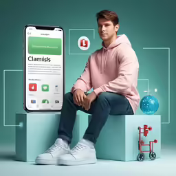 a man is sitting on the edge of a phone with his foot up in front of him