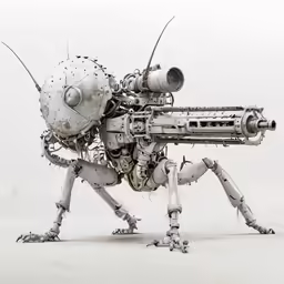 a very large mechanical robot standing up on one foot