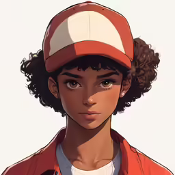 anime boy with afro hairs and baseball cap on